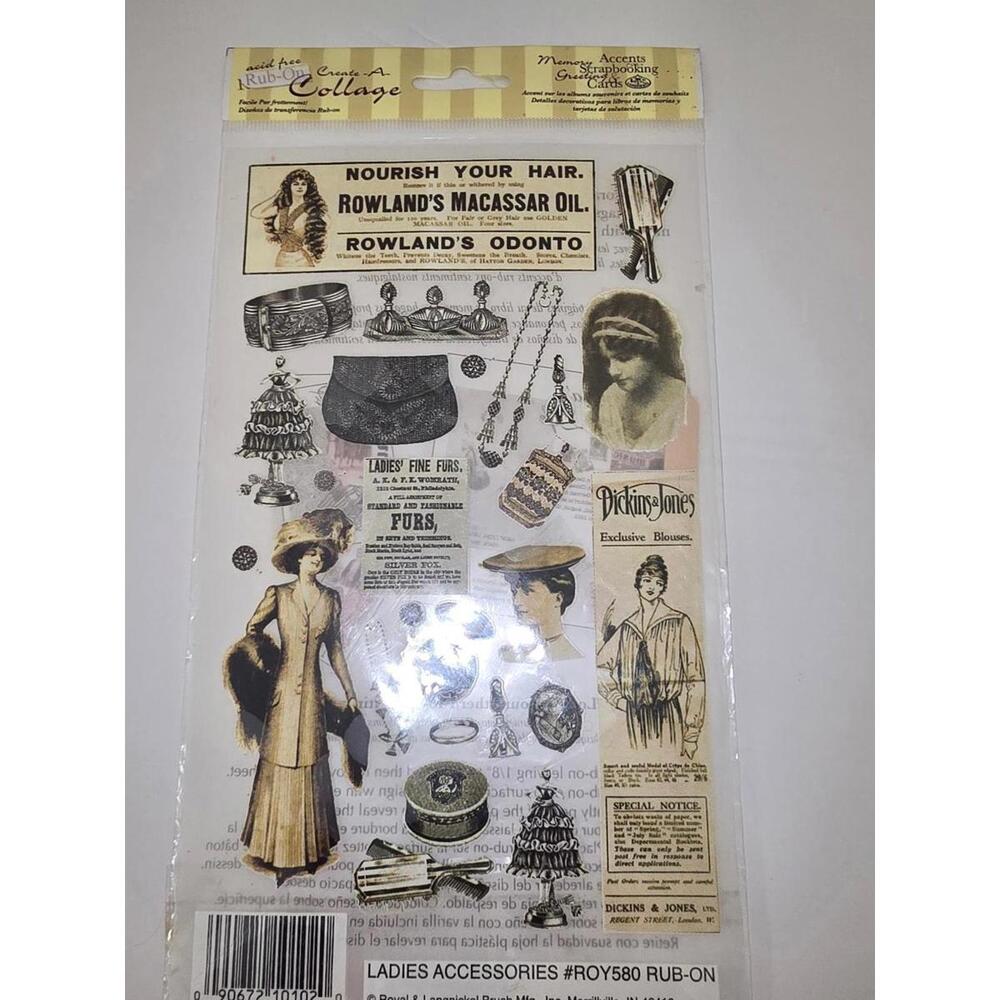 Vintage Royal & Langnickel Rub-On Collage Scrapbook Accents Nostalgic Crafts